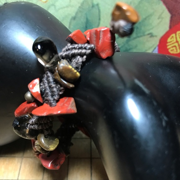 Red Jasper Smoky Quartz Brown Fiber Cord Woven Bracelet 6 to 8”L Adjustable EVC - Picture 2 of 8